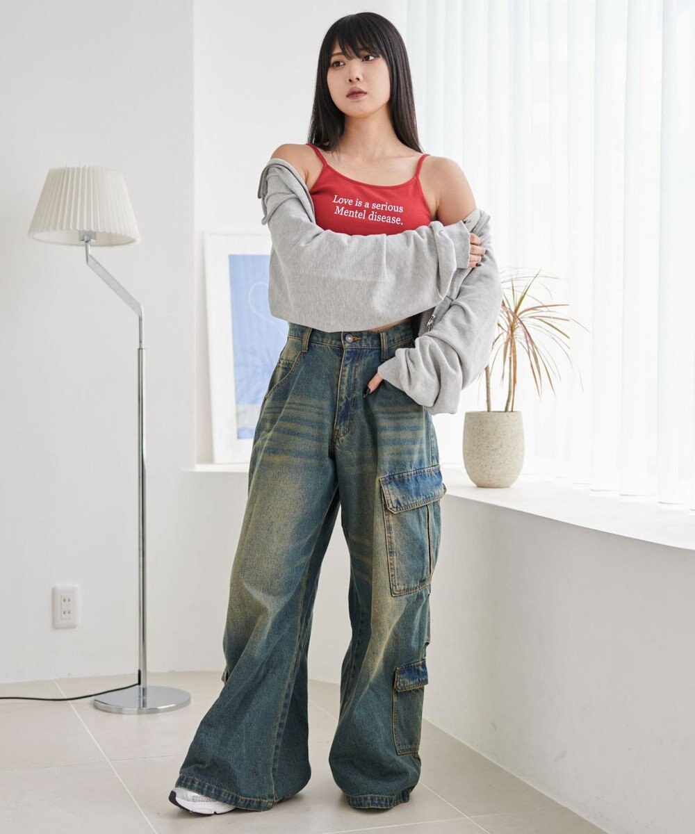 WEGO 【カップ付きインナー】グラフィックプリントカップインキャミ 