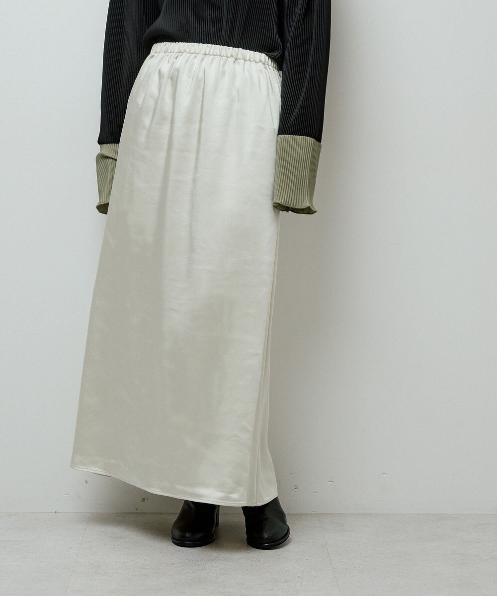 Green Parks すっきり見えシルエットサテンナロースカート 