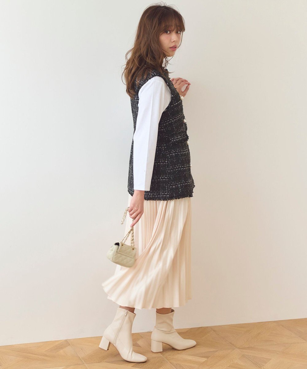 Feroux 【洗える】ラメツイード ジレ 