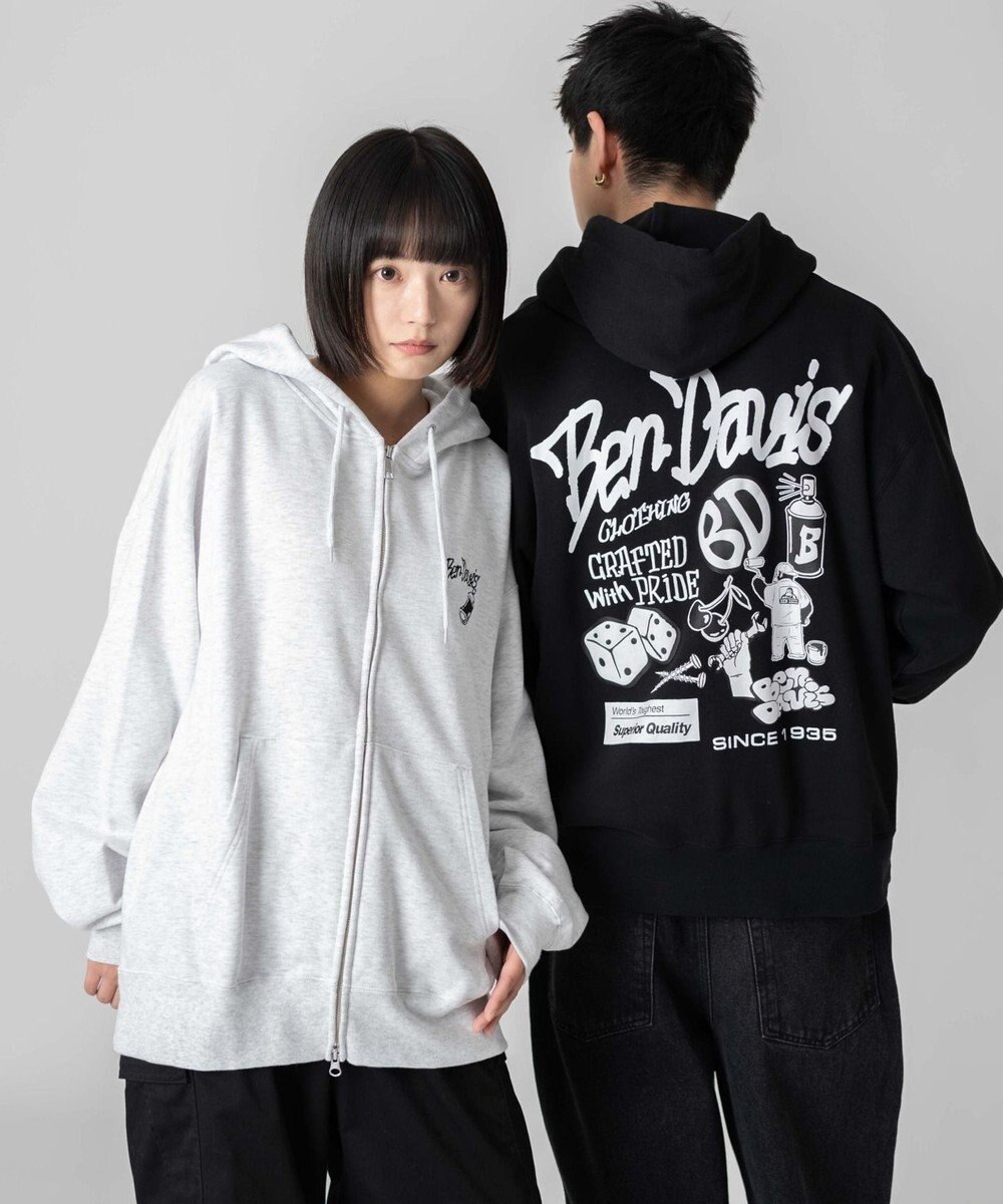 WEGO 【ユニセックス着用ITEM/MLサイズ展開】別注BENDAVISグラフィックジップパーカー 