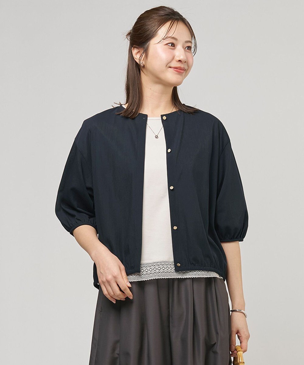 J.PRESS LADIES 【冷房対策に】シアードライトリコット クルーネック カーディガン 