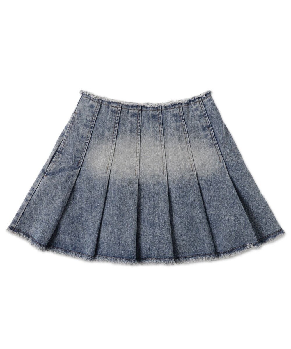 WEGO ヴィンテージウォッシュデニムプリーツスカパン 