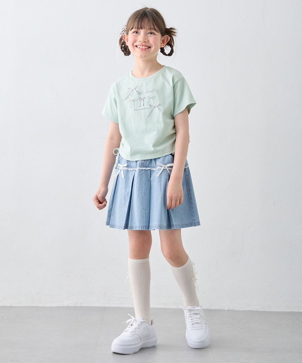 ANY KIDS 【洗濯機可能】ドロスト 裾リボンTシャツ 