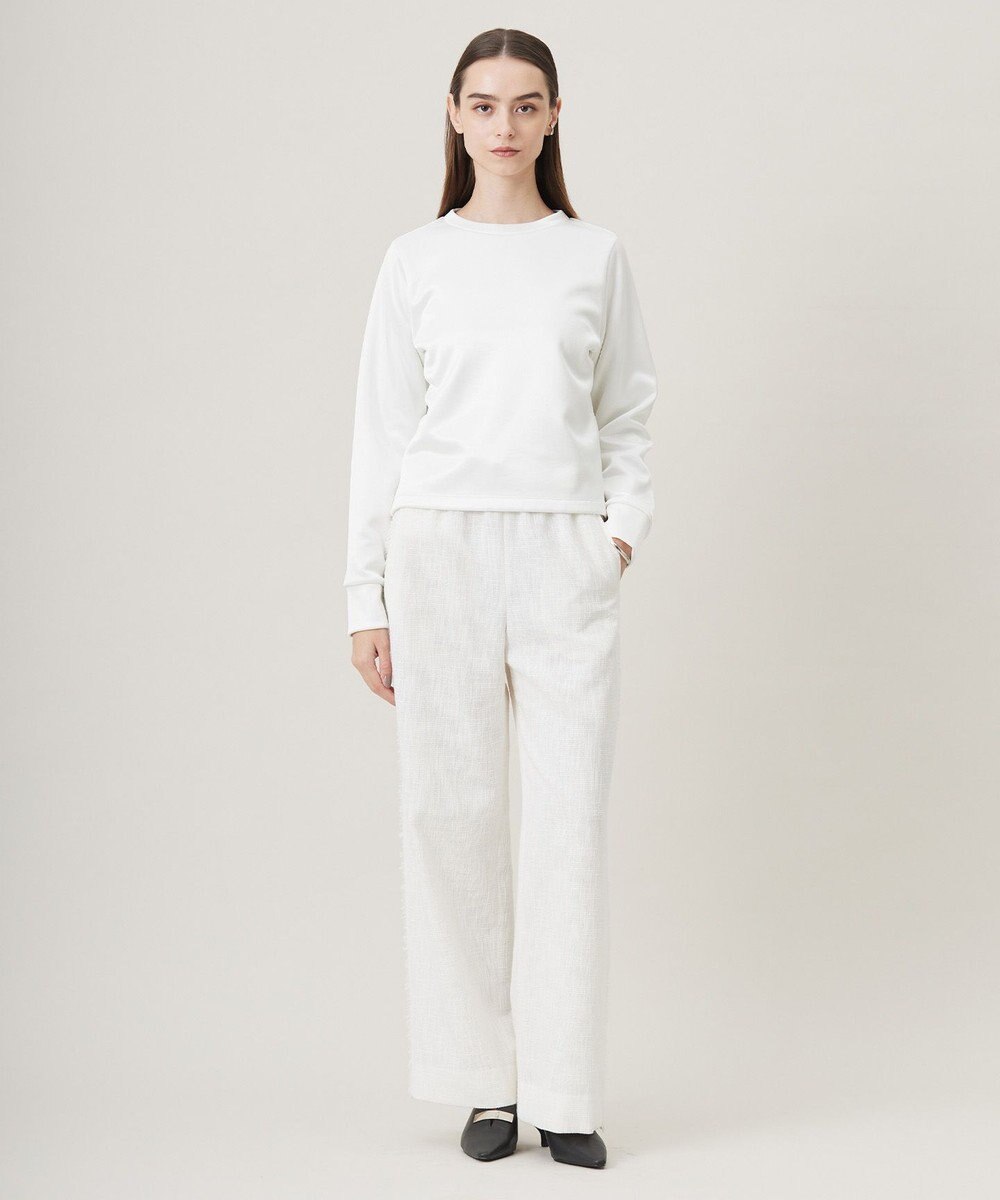 ICB 【洗える】 ライトスラブツイード ワイドパンツ 