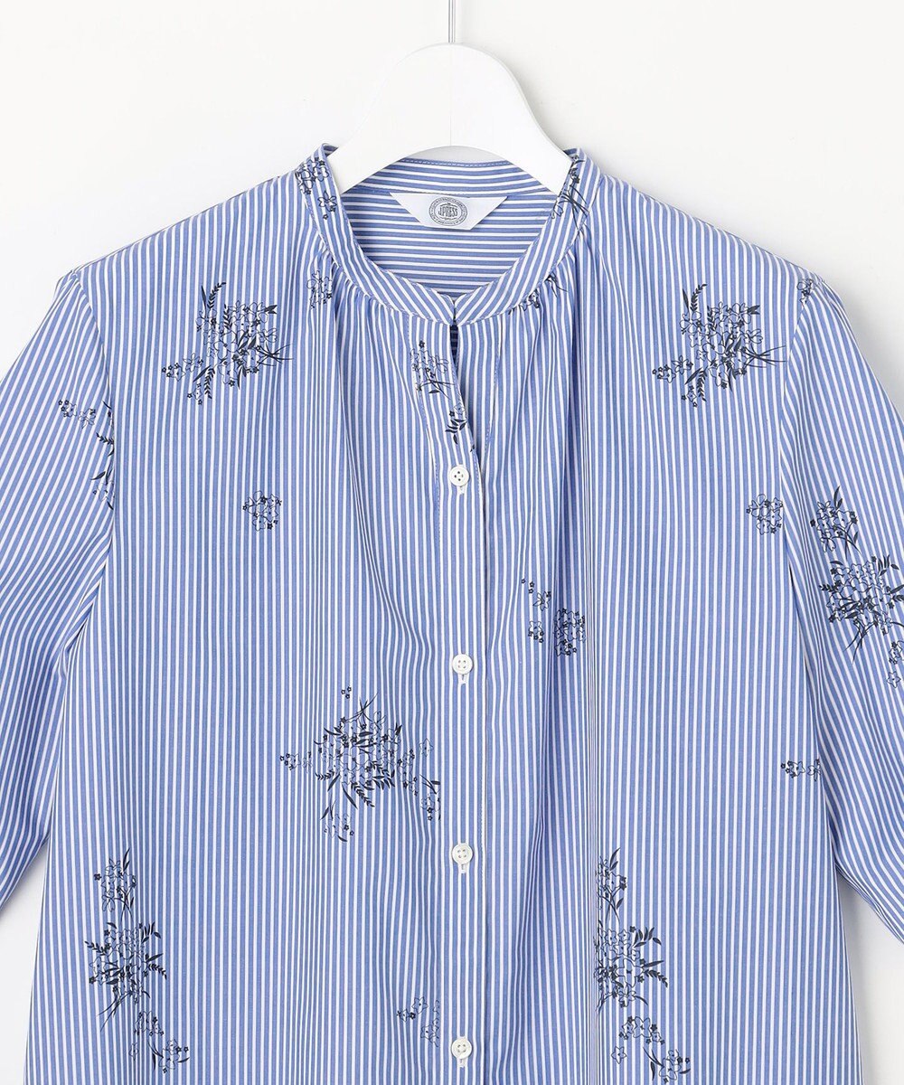 J.PRESS LADIES 【一枚で着映え】ストライプ×フラワープリント ブラウス 