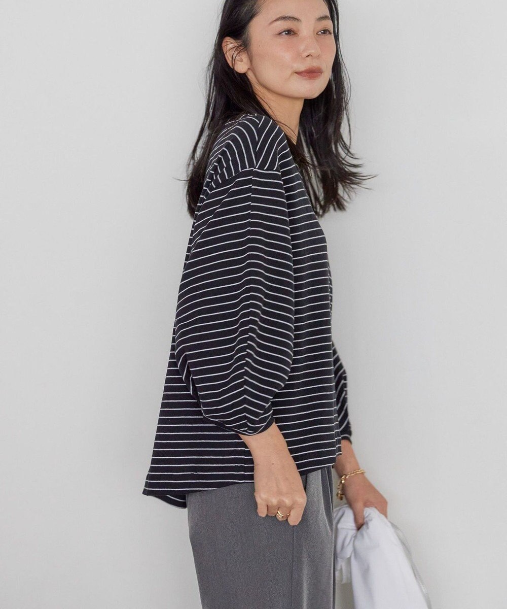 AMERICAN HOLIC 接触冷感7分袖タックスリーブカットプルオーバー 