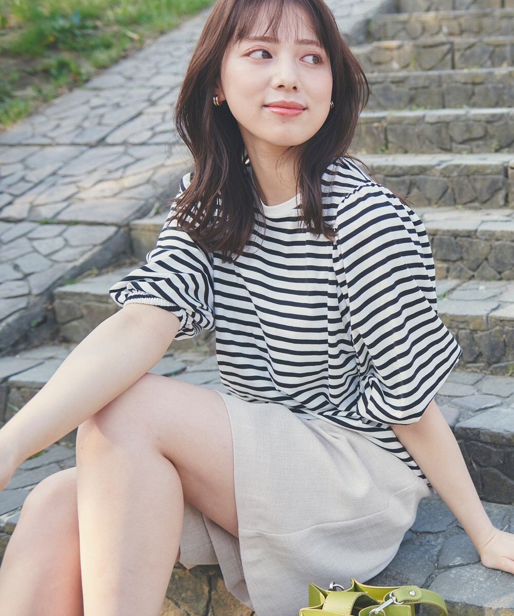 Feroux 【UVケア】バックリボンボリュームスリーブ Tシャツ 