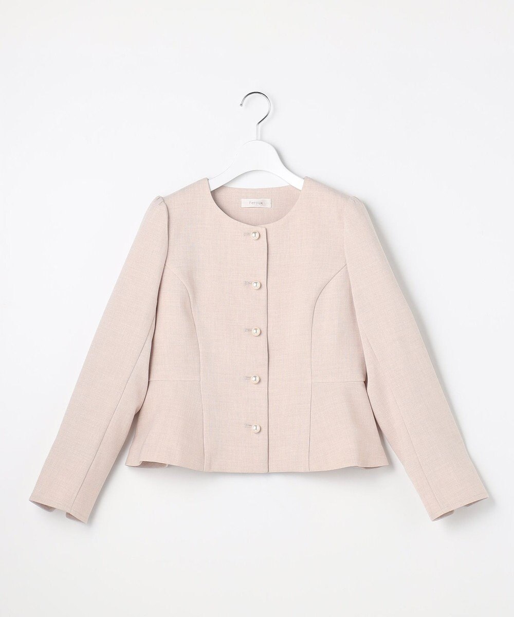 Feroux 【先行予約】パール釦ペプラムジャケット×スカート セットアップ 