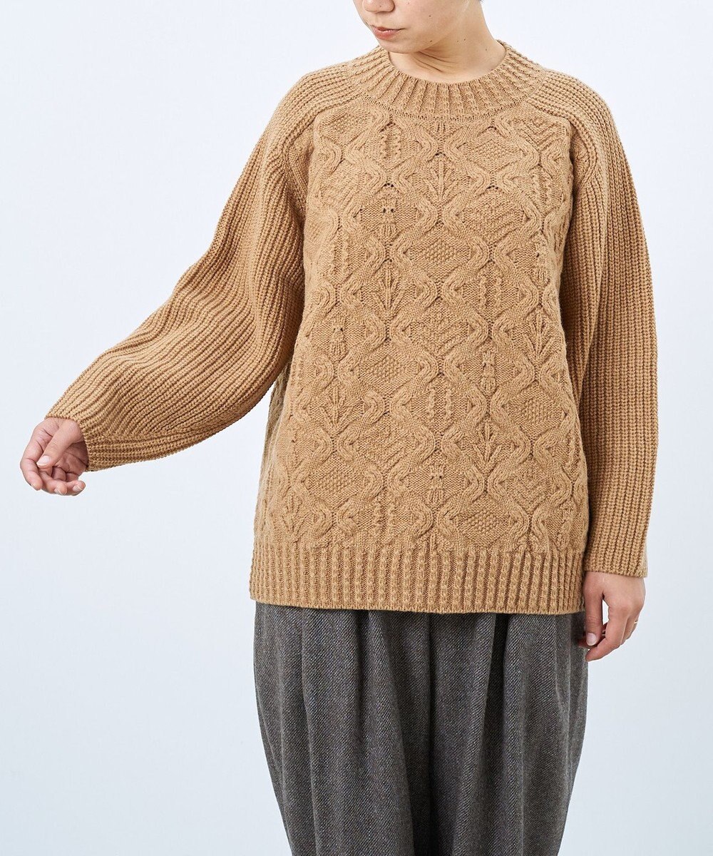 muuc 〈上質なシェットランドウール＆カシミヤ〉〈5種類の模様編み〉パッチワーク柄ケーブル模様編みセーター 