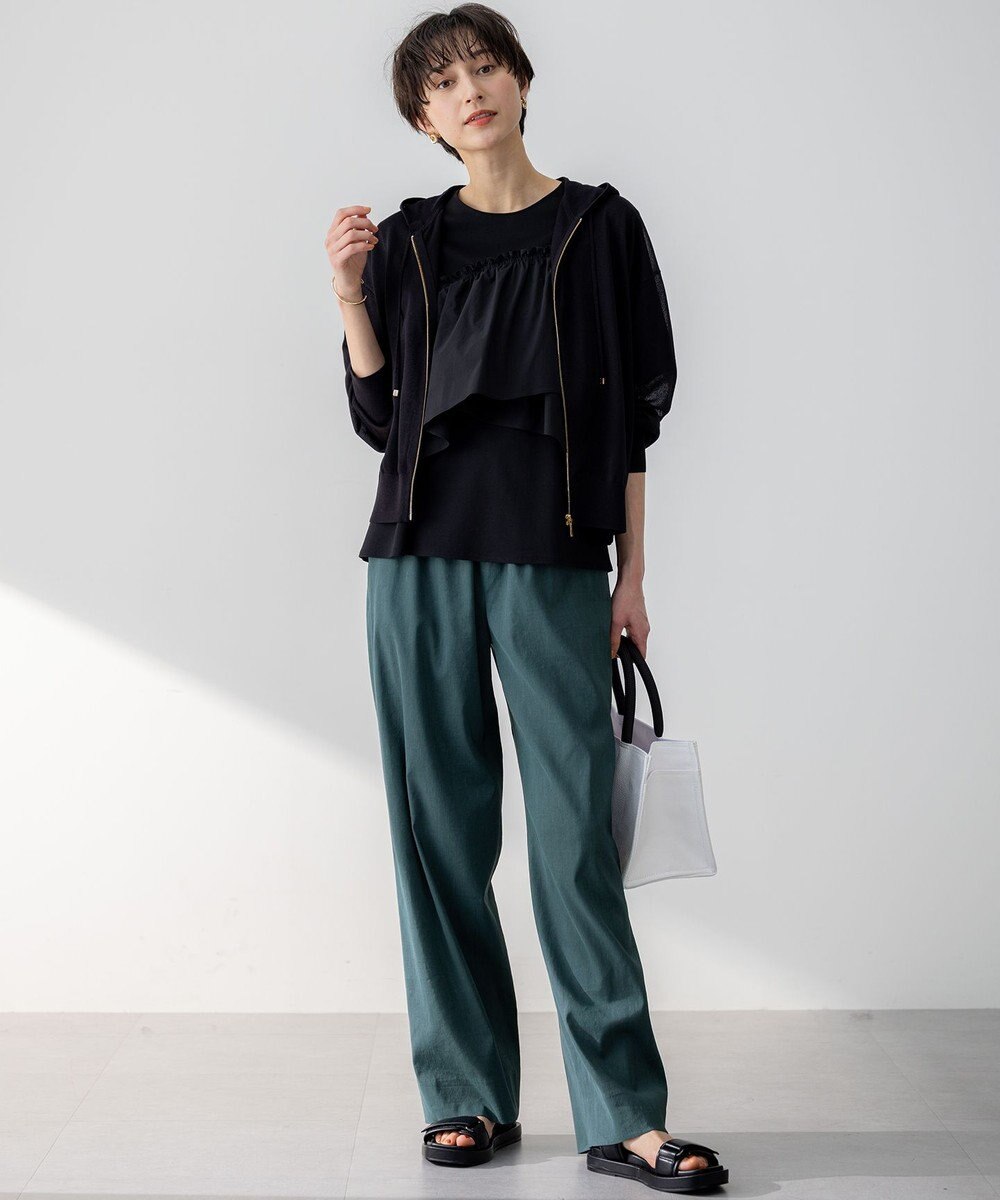 23区 【洗える】シャイニーシアー ニット パーカー 