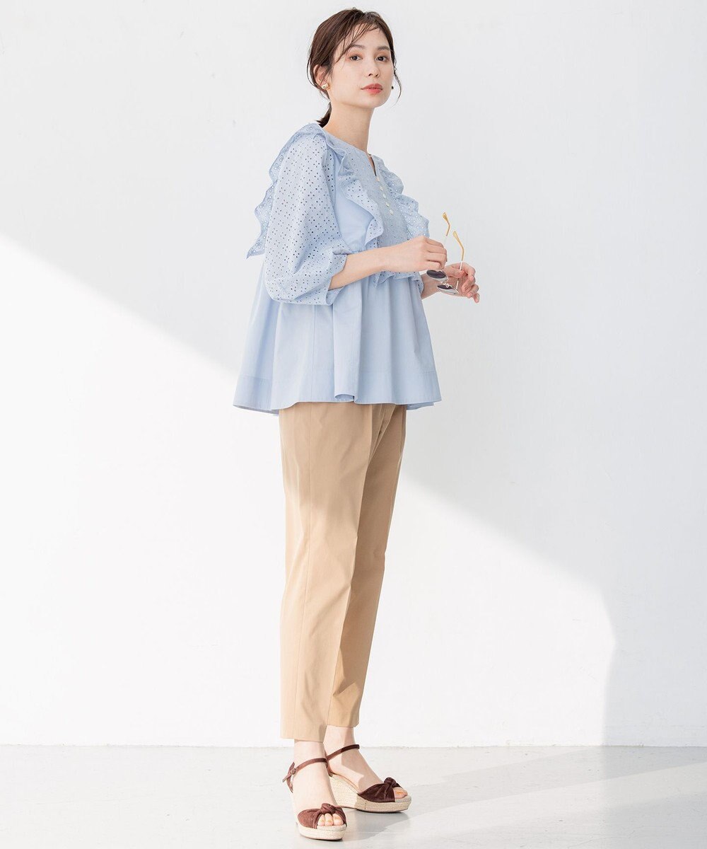 組曲 【WEB限定色あり】レースコンビシャーティング ブラウス 