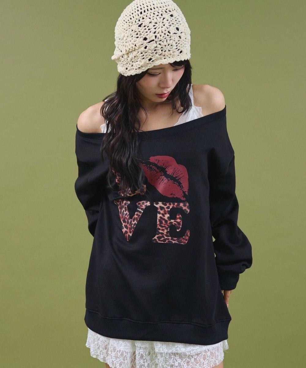 WEGO レオパードロゴオフショルSWT 