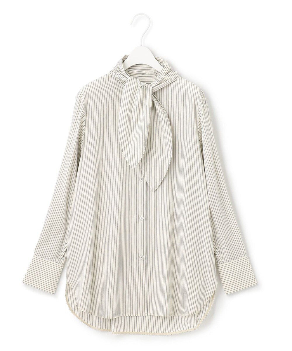 ICB 【洗える】CRySiタイプライター ボウタイ付きバンドカラーシャツ 