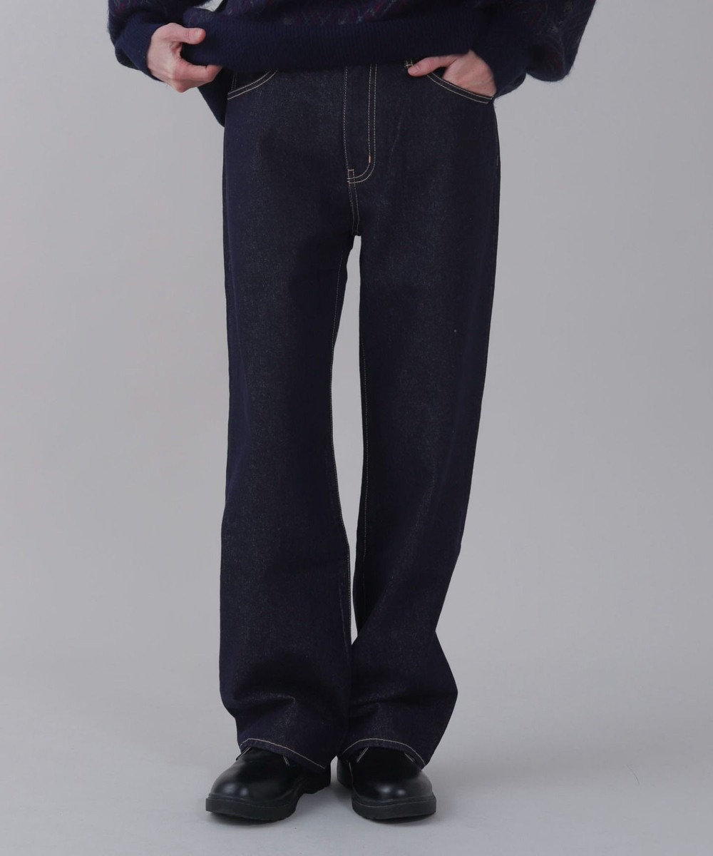 WEGO 【ユニセックス着用ITEM/ウエスト調整可】ストレートデニムパンツ 