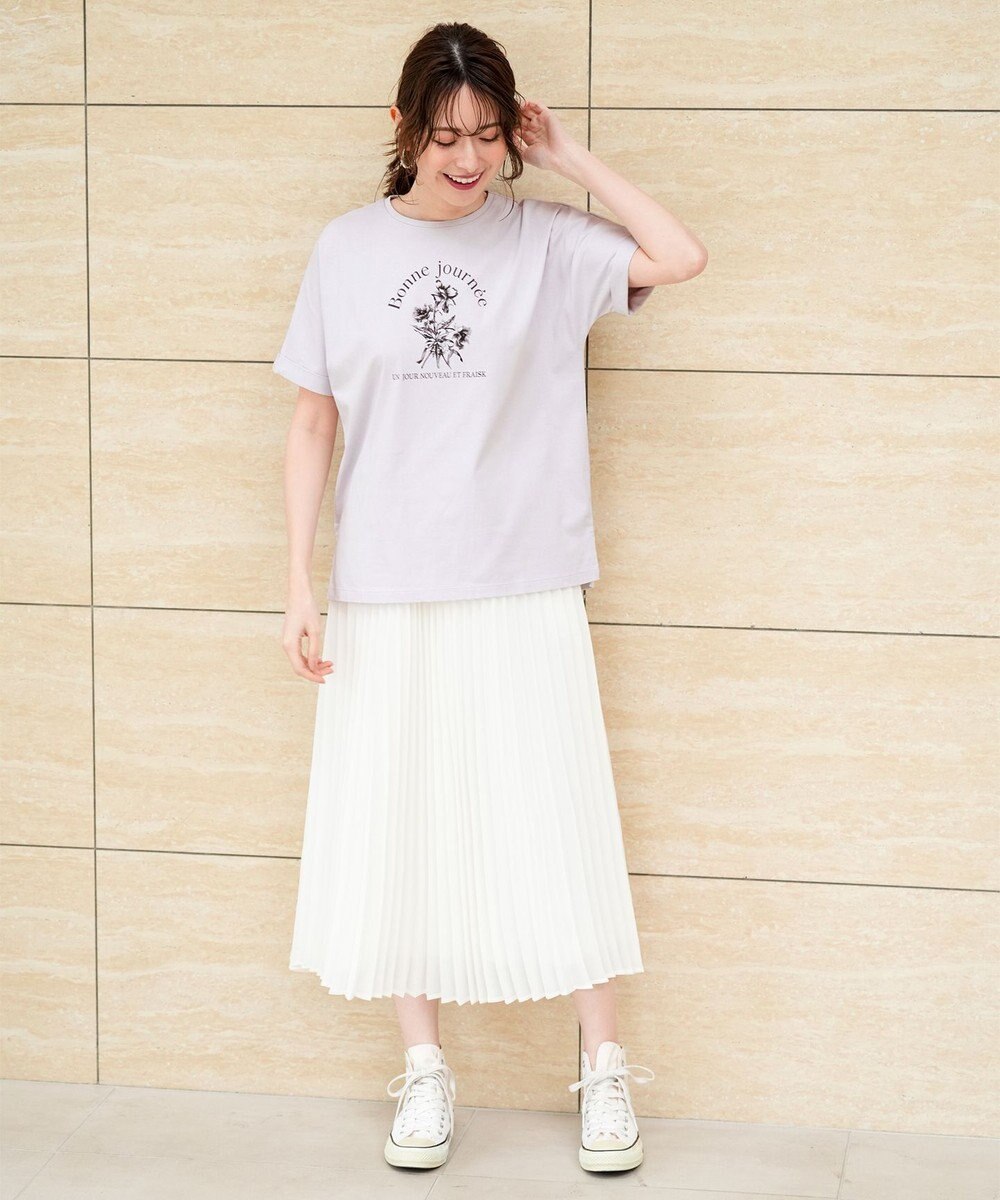 ANY SIS フラワープリント ロゴＴシャツ 