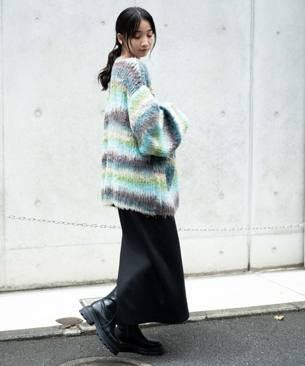 WEGO マルチボーダーブラッシュニットカーデ 