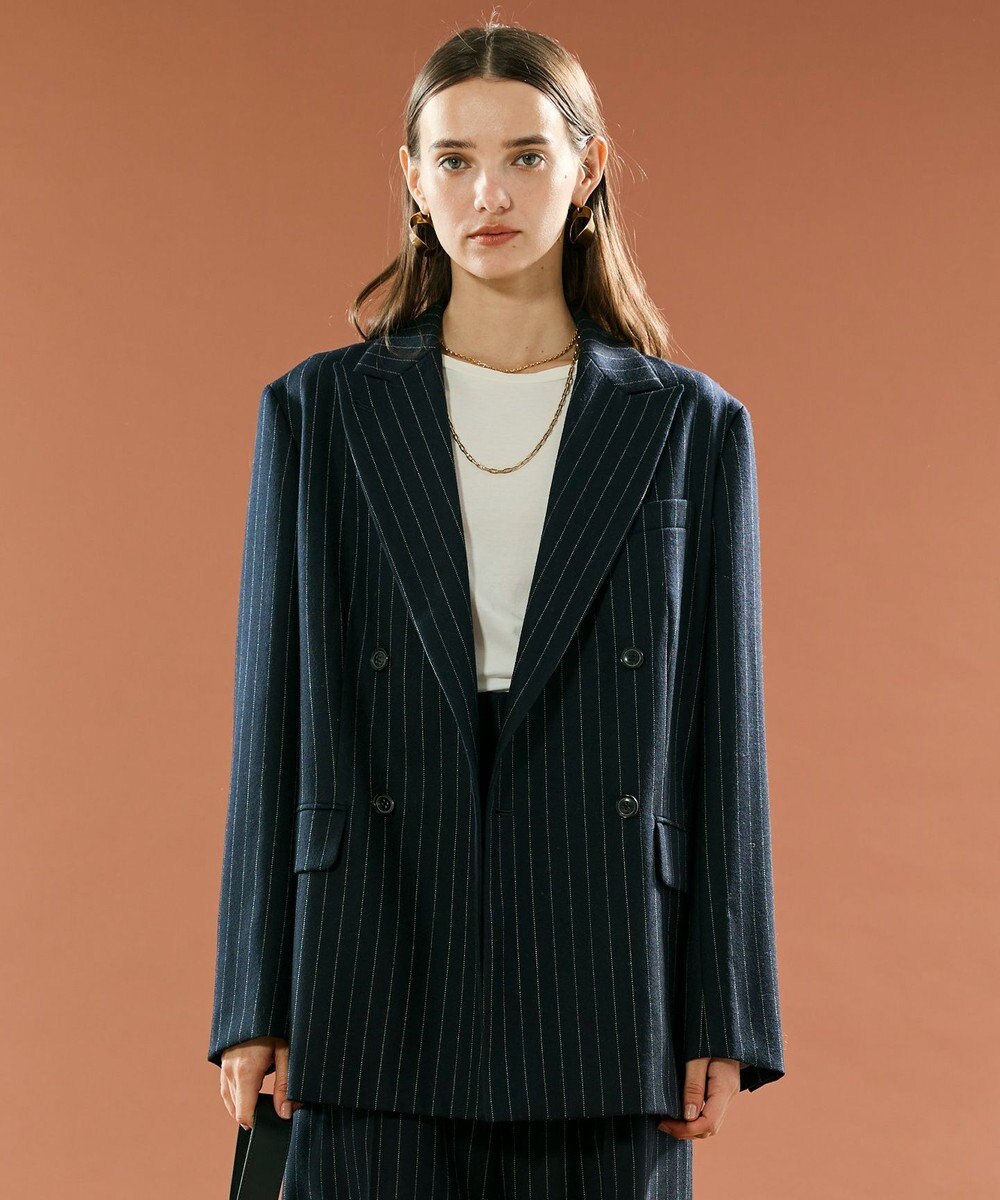 BEIGE， DELAND / ウールピンストライプダブルジャケット 