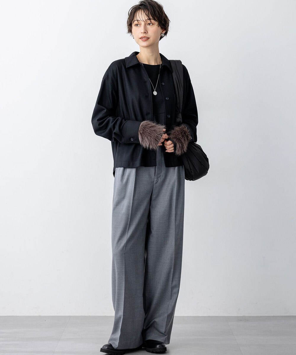 23区 【滝沢眞規子さん着用/VERY掲載/洗える】ウールミルドジャージー シャツ 