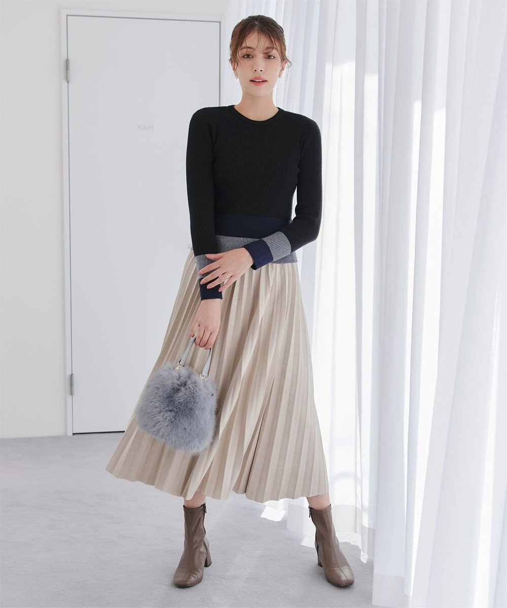 Tiaclasse 【新色追加】スエードポンチプリーツスカート 