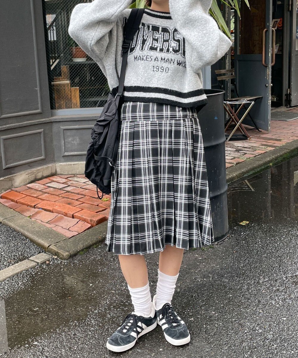 WEGO ラインリブフラッフィーショートニット 