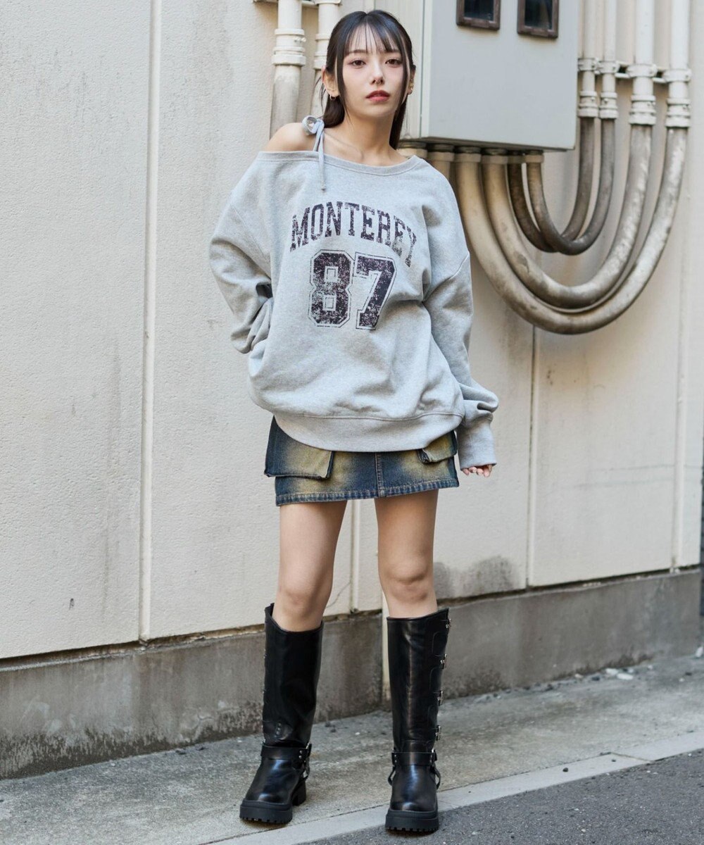 WEGO 裏起毛2WAYグラフィックワンショルBIGスウェット 