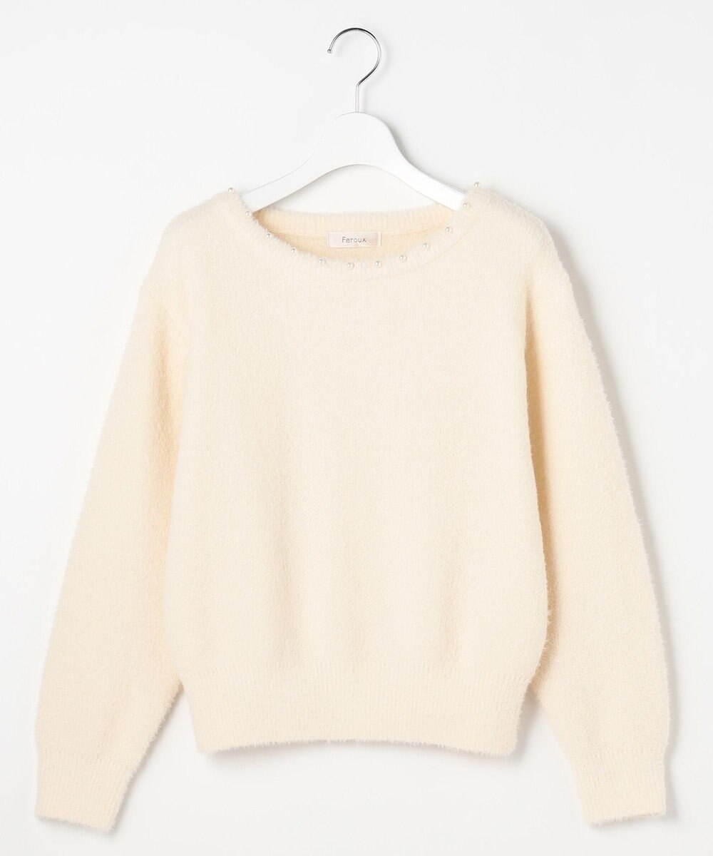 Feroux パール付きシャギー ニット 