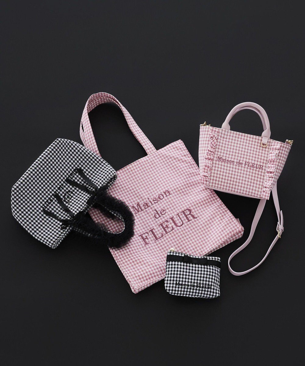 Maison de FLEUR ギンガムチェックスクエアポーチ 