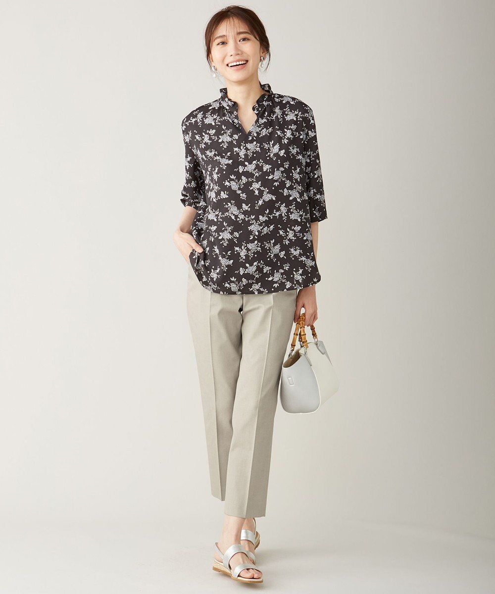 J.PRESS LADIES S 【シワになりにくい】コットンフィッティーシャーク テーパードパンツ 