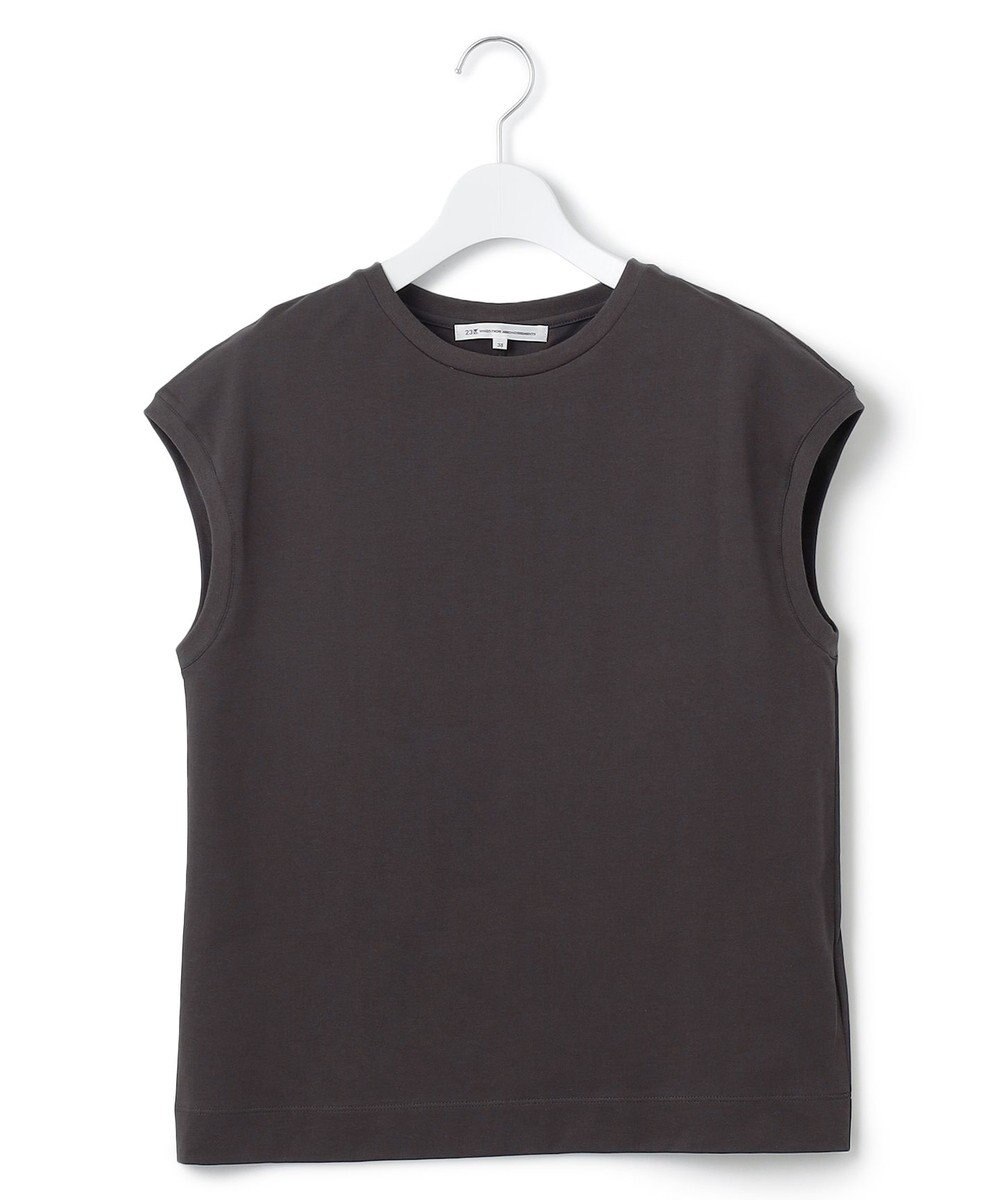 23区 L 【洗える】コンパクトヤーン フレンチスリーブ Tシャツ 