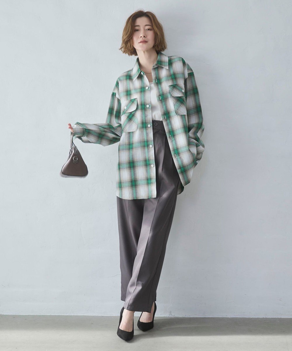 WEGO 【ユニセックス着用ITEM/SMLサイズ展開】オンブレチェックシャツ（LS） 