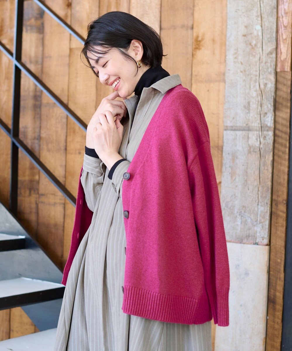 ANY 【洗濯機可】ラムウールVネック カーディガン 