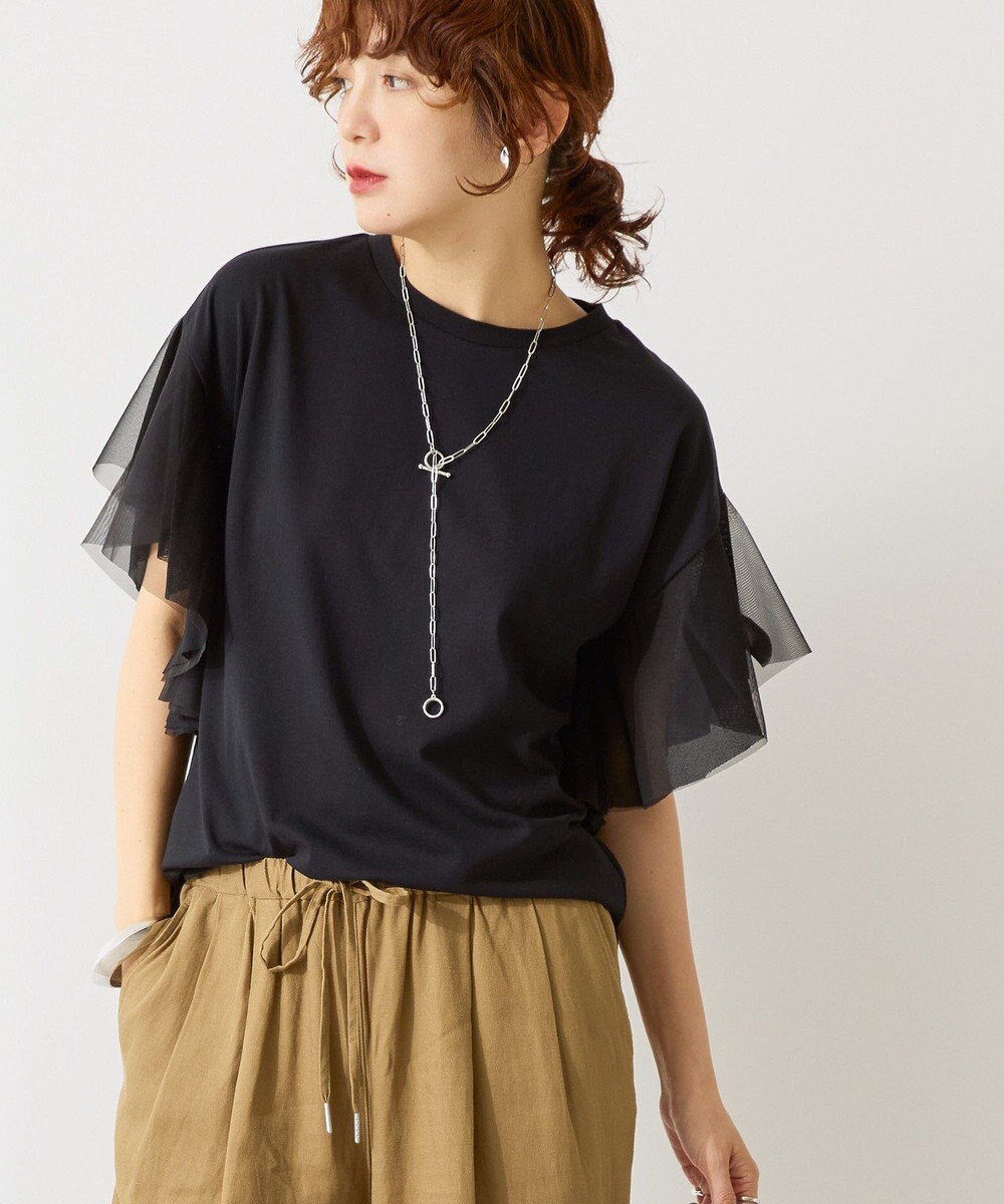 AMERICAN HOLIC 【WEB限定】袖チュールサイドスリットプルオーバー 
