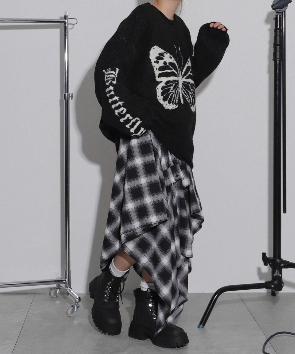 WEGO モチーフグラフィックフラッフィーニットプルオーバー 