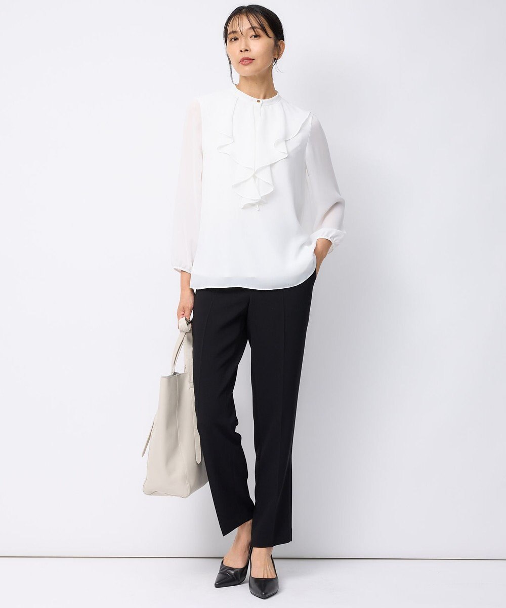 23区 【洗える】ジョーゼットフリル ブラウス 