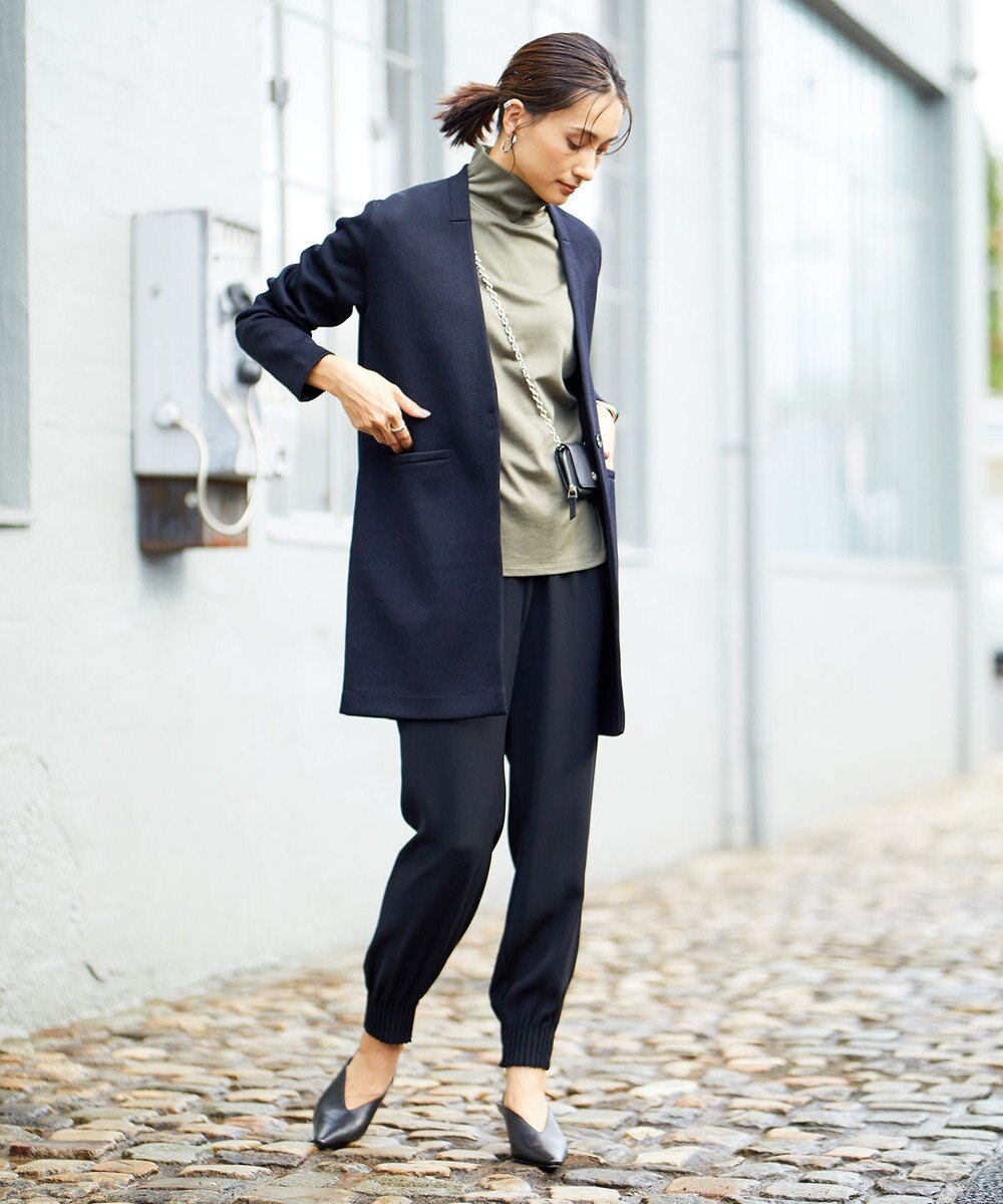 ICB 【洗える】リバーストレッチジャージー ハイネックプルオーバー 