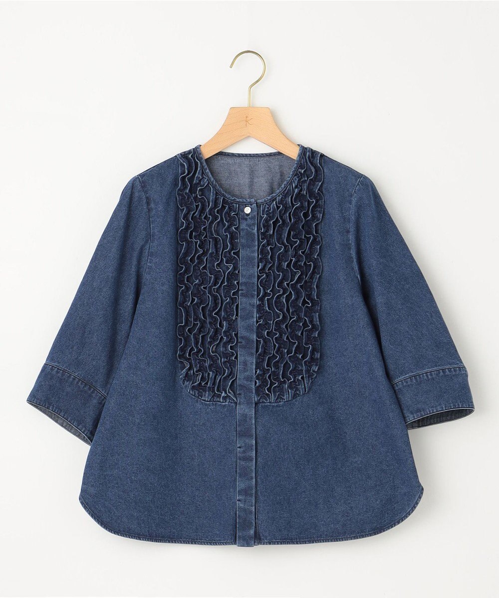 組曲 S 【WEB限定】フロントフリル デニムブラウス 