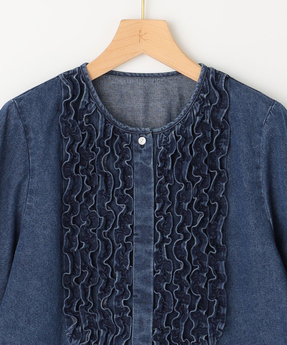 組曲 S 【WEB限定】フロントフリル デニムブラウス 