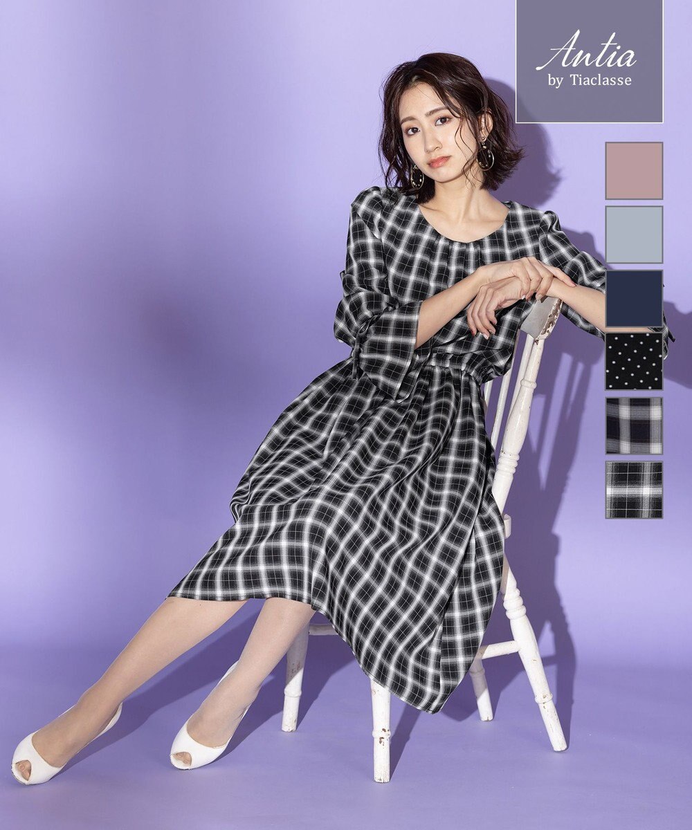 Antia 洗える 女性らしさ引き立つリボン袖ギャザーワンピース Tiaclasse ファッション通販 公式通販 オンワード クローゼット