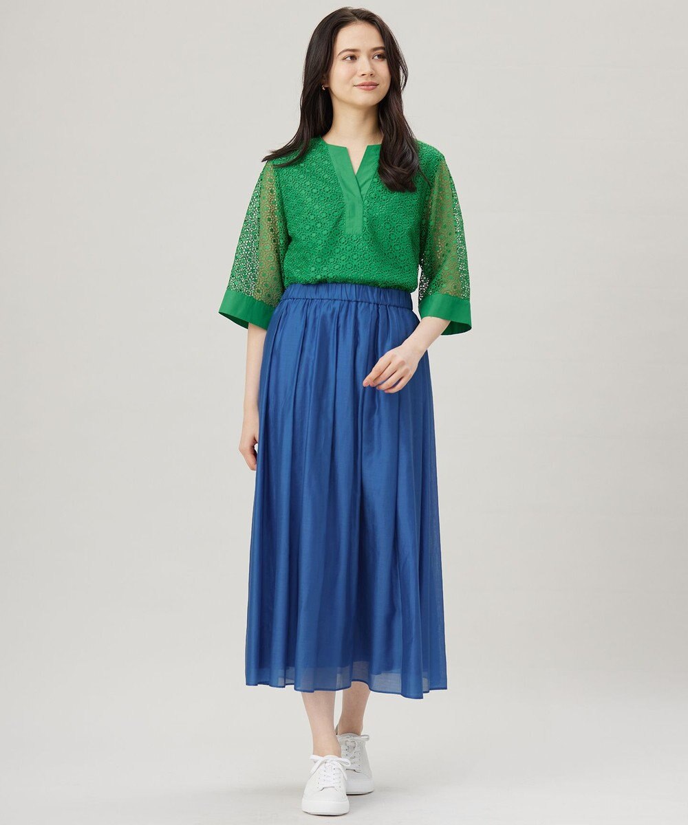 自由区 【洗える】ジオメトリックフラワーレースプルオーバー ブラウス 