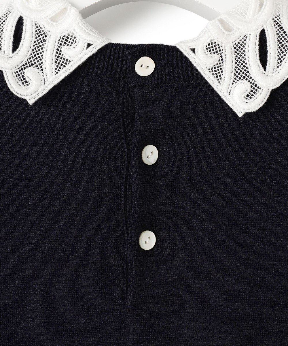 23区 S 【洗える/吊り干しOK】ヴィスコースストレッチ レース襟 ワンピース 