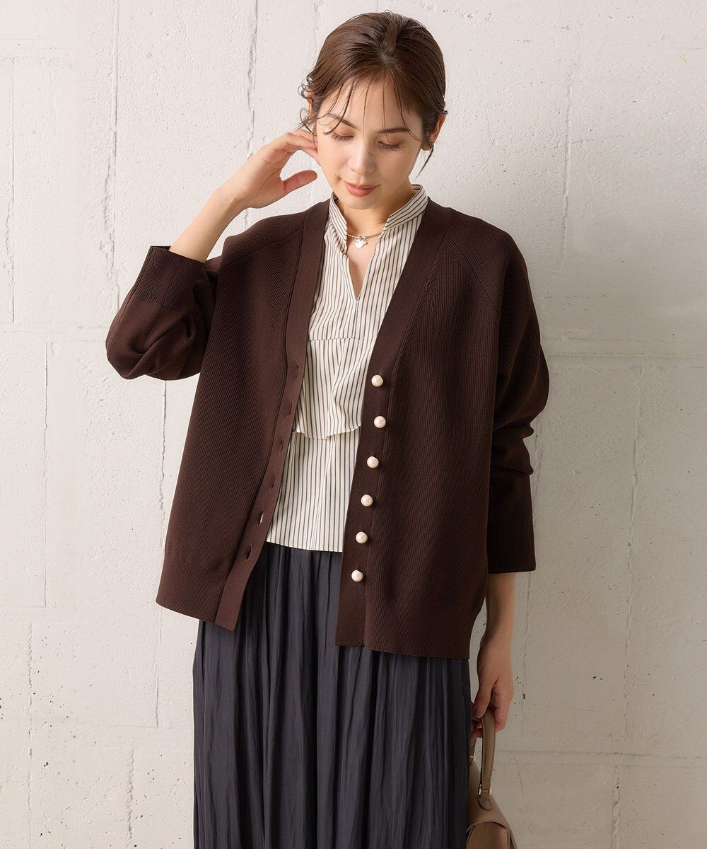 組曲 【洗える・軽量】スポンディッシュニット カーディガン 