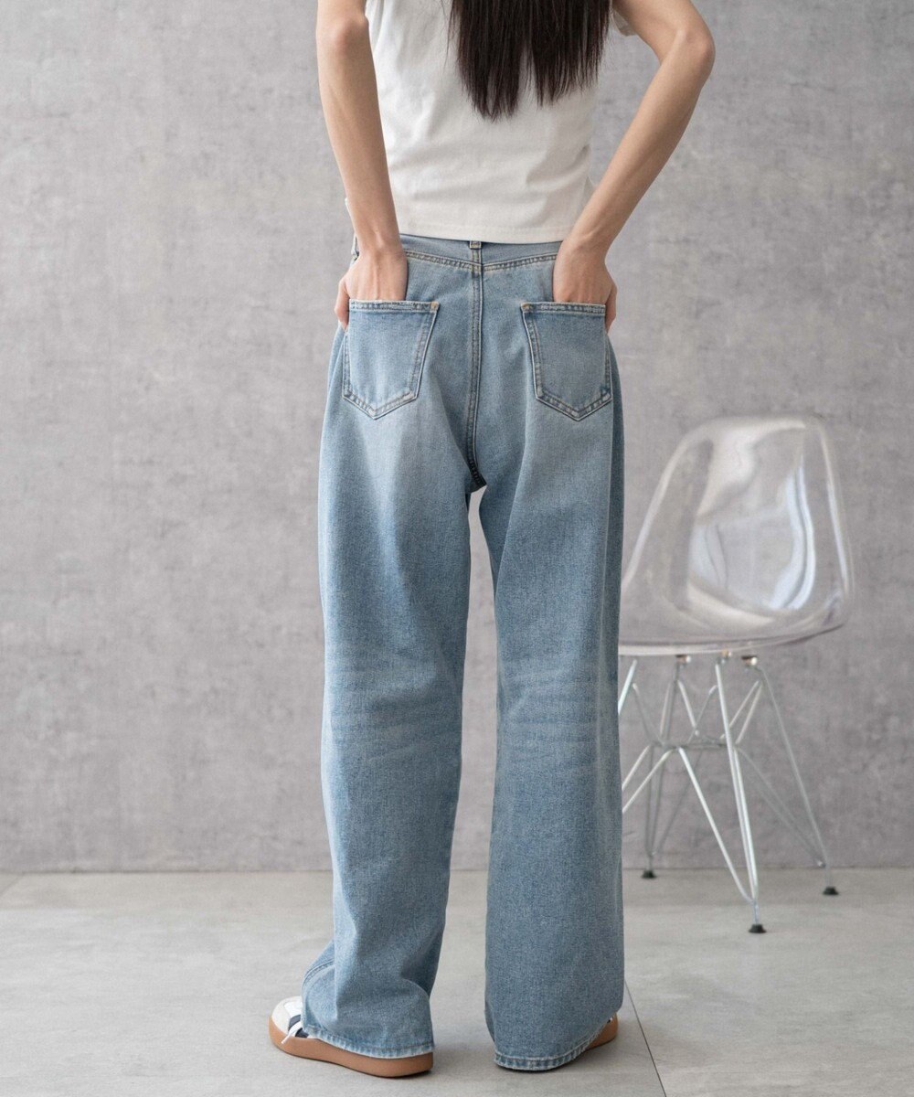 WEGO 【新色追加/美脚/XSSMLサイズ展開】ストレートデニムパンツ 