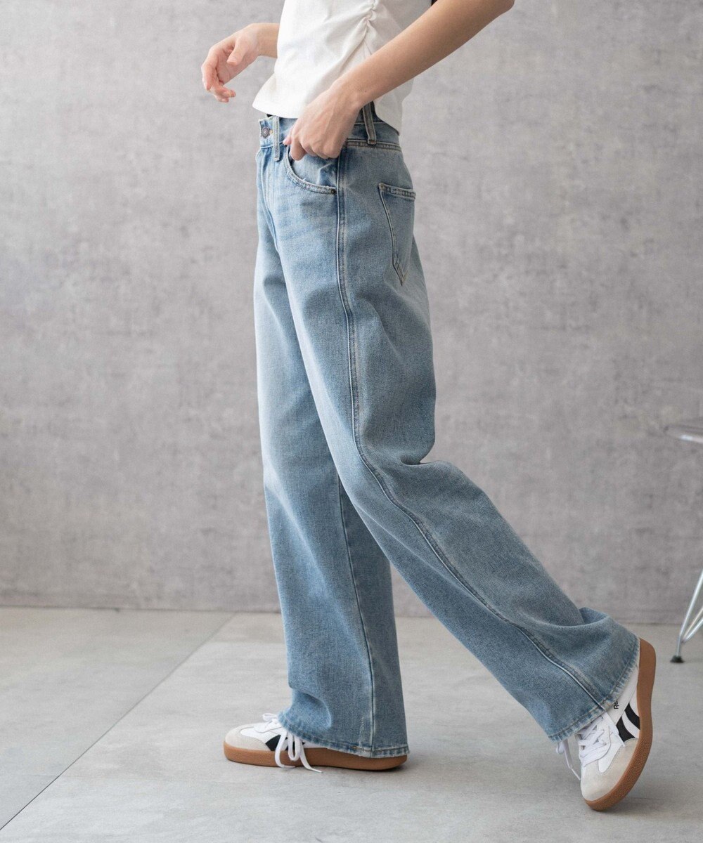 WEGO 【新色追加/美脚/XSSMLサイズ展開】ストレートデニムパンツ 