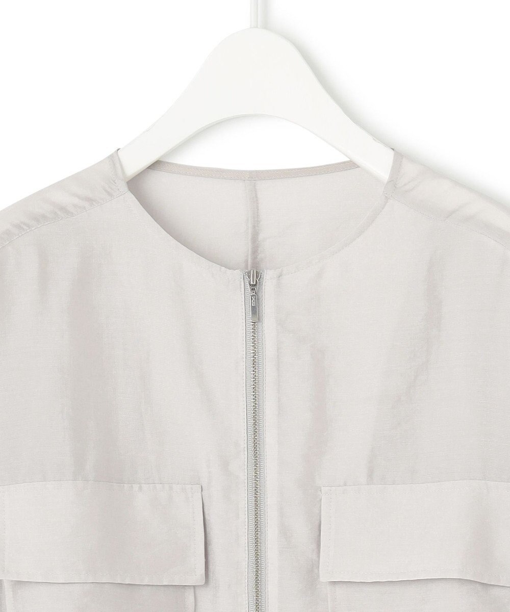 ICB 【洗える】リヨセルナイロンワッシャー ノーカラーブルゾン 