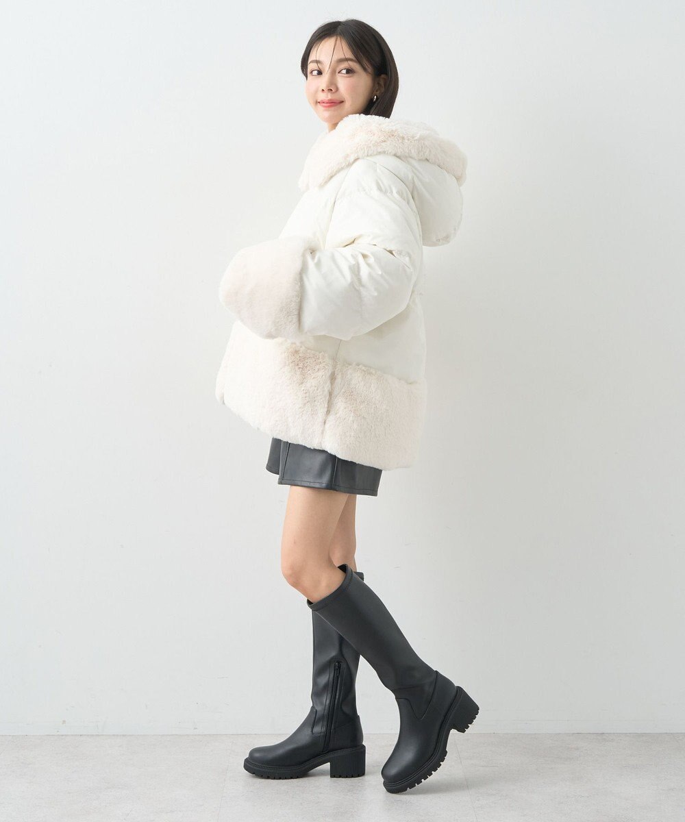 earth music&ecology フードファー中綿ショートコート 
