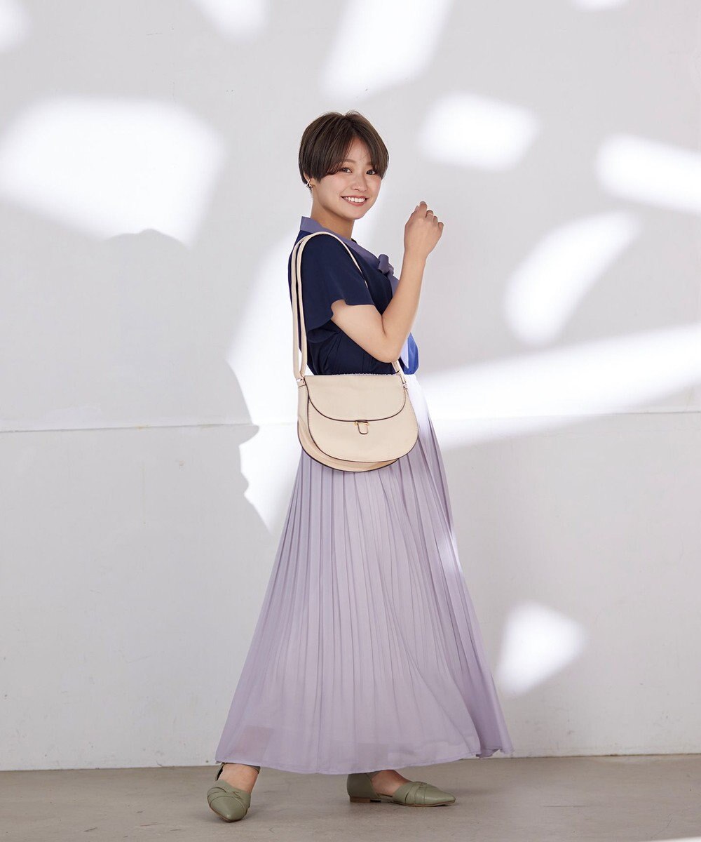 Tiaclasse 【洗える】配色リボンタイブラウス 