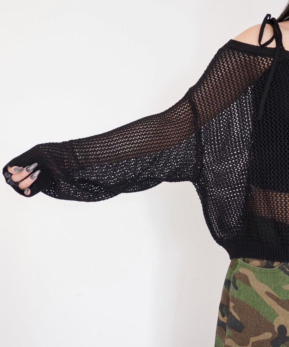 WEGO 2WAYオフショルメッシュニット 