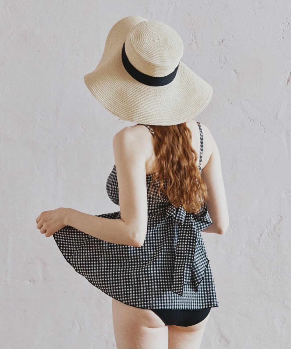 San-ai Resort（三愛水着楽園） WEB限定　ペプラム無地/チェック3点セット水着【Beach Queen（ビーチクイーン）】 
