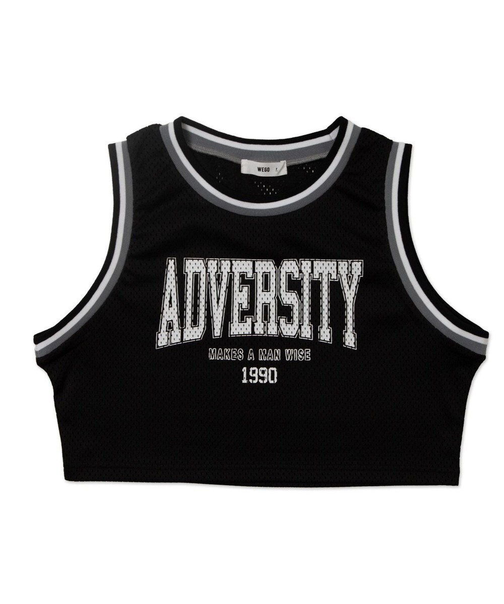WEGO ロゴプリントメッシュタンク 