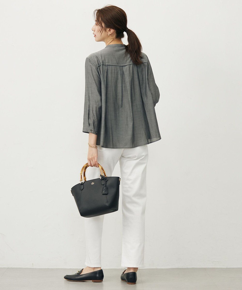 J.PRESS LADIES L 【洗える・速乾・接触冷感】リライムライトローン バックフレア ブラウス 